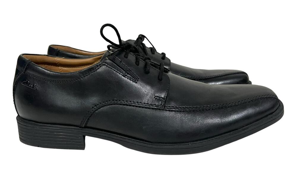 Clarks Tilden Walk Oxford Black Leather Size Mens 9.5M